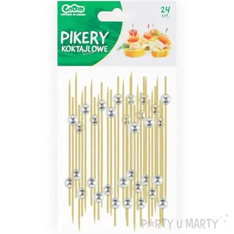 pikery drewniane kuleczki srebrne 24 szt
