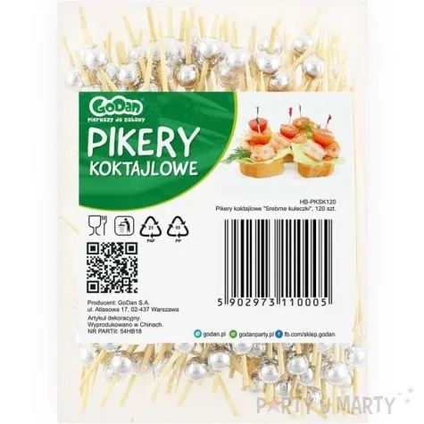 pikery drewniane kuleczki srebrne godan 120 szt