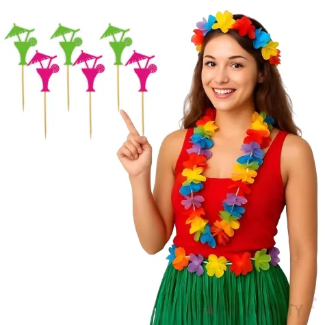 pikery drinki z palemka fuksja zielony jasny 6 szt