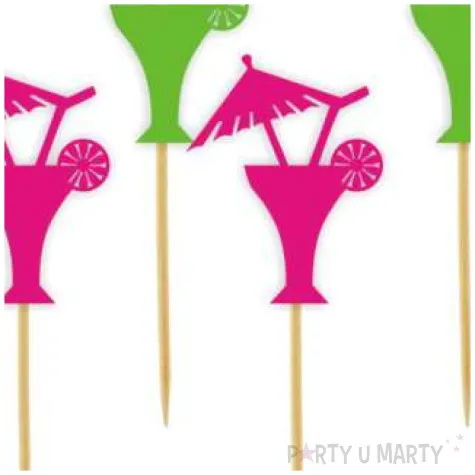 pikery drinki z palemka fuksja zielony jasny 6 szt