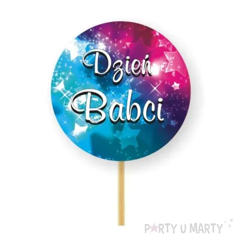 pikery dzien babci gwiazdki rozowo turkusowe 6 szt