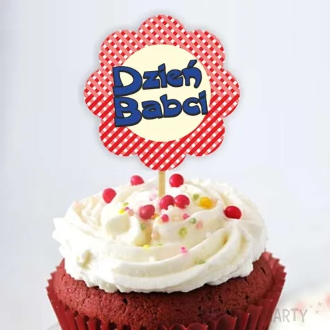 pikery dzien babci kwiatek czerwone 6 szt