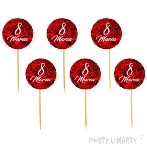 pikery dzien kobiet 8 marca czerwone roze 6 szt