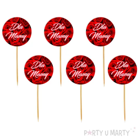 pikery dzien matki dla mamy czerwone roze 6 szt