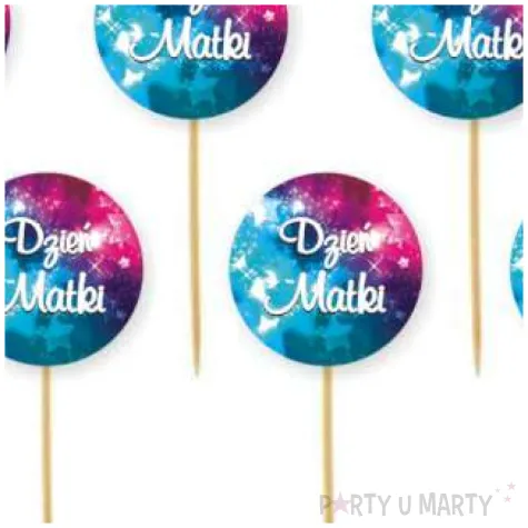 pikery dzien matki gwiazdki rozowo turkusowe 6 szt