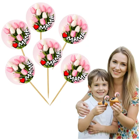 pikery dzien matki mama i tulipany 6 szt