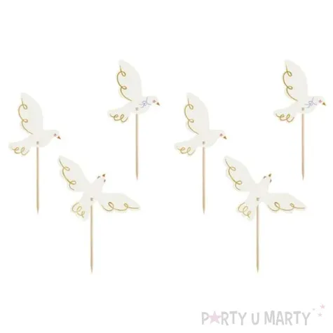 pikery golebie bialy partydeco 14 5 cm 6 szt