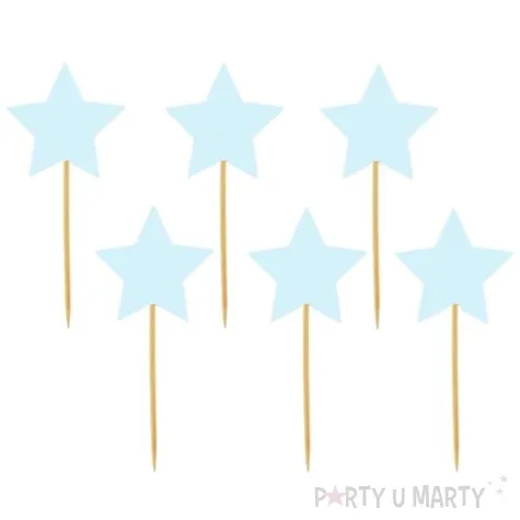 pikery gwiazdki niebieski pastelowy 6 szt