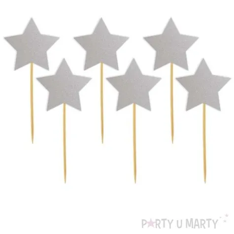 pikery gwiazdki srebrne 6 szt