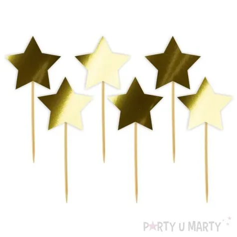 pikery gwiazdki zlote metalik 6 szt