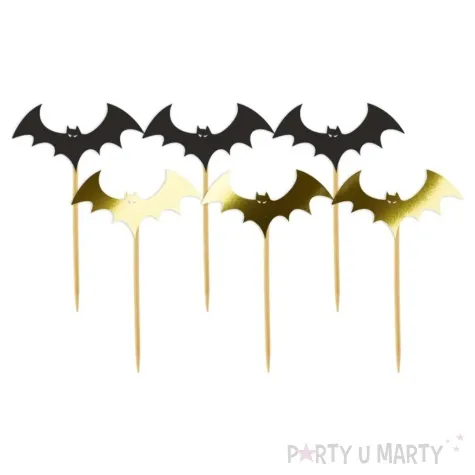pikery halloween nietoperze zloto czarne 6 szt