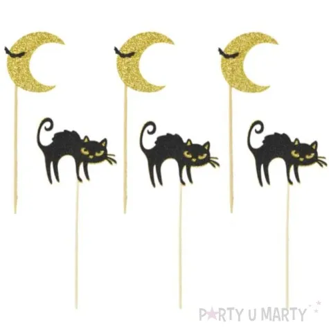 pikery halloween nocne koty czarno zlote arpex 17 cm 6 szt