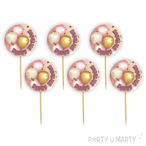 pikery happy birthday rozowy rozowe baloniki 6 szt