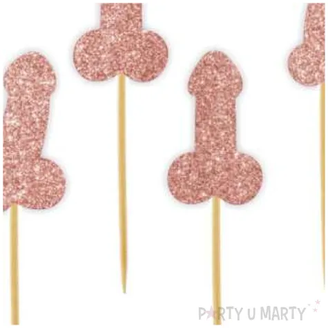 pikery imprezowe peniski rose gold brokat 6 szt