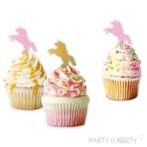 pikery jednorozce rozowo zlote 6 szt