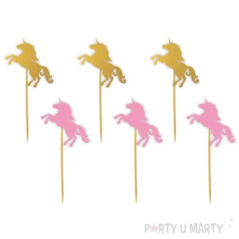 pikery jednorozce rozowo zlote 6 szt