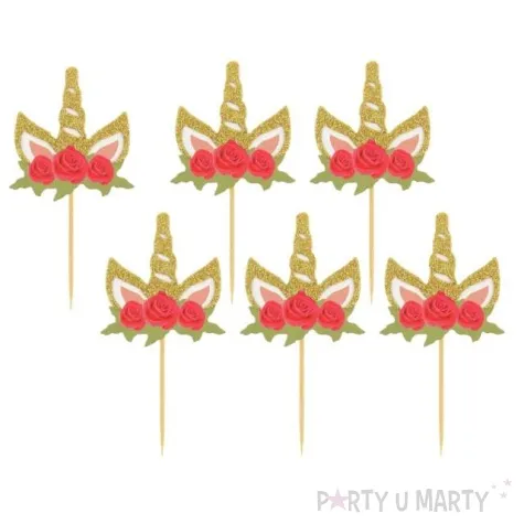 pikery jednorozec z kwiatami godan 6 szt