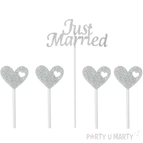 pikery just married srebrne godan 5 szt