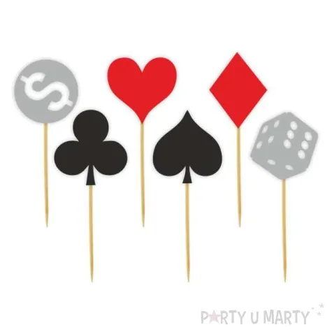 pikery kasyno czarno czerwono srebrne 6 szt