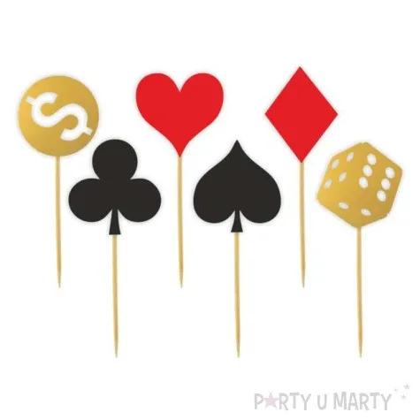 pikery kasyno czarno czerwono zlote 6 szt