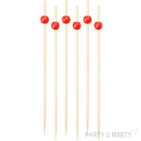pikery koktajlowe drewniane kuleczki czerwone godan 24 szt