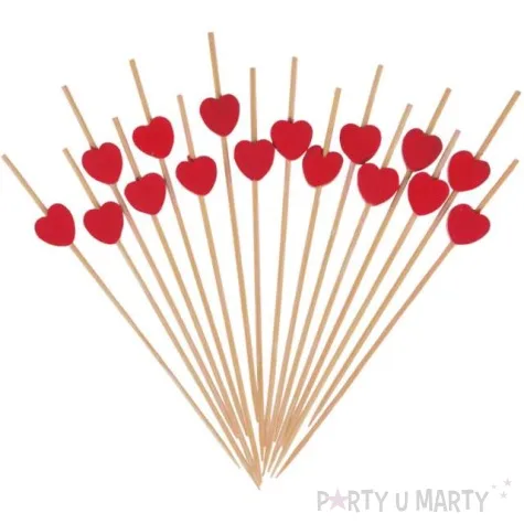 pikery koktajlowe serca czerwone arpex 12 cm 16 szt
