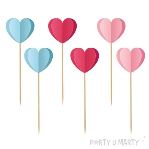 pikery kolorowe serca godan 12 cm 6 szt