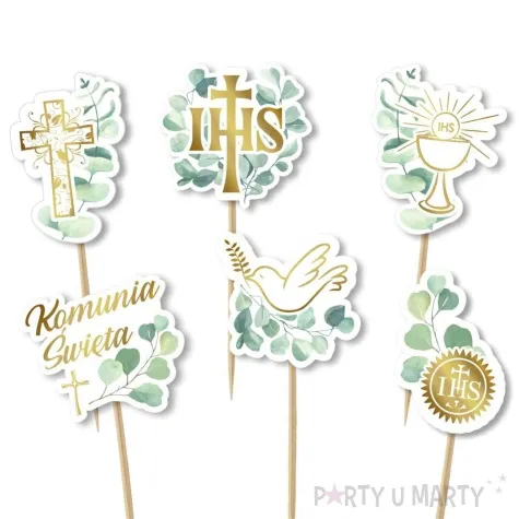 pikery komunia ihs eukaliptus 8 cm 6 szt