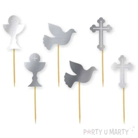 pikery komunia mix srebrne metalik 6 szt