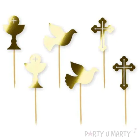 pikery komunia mix zlote metalik 6 szt