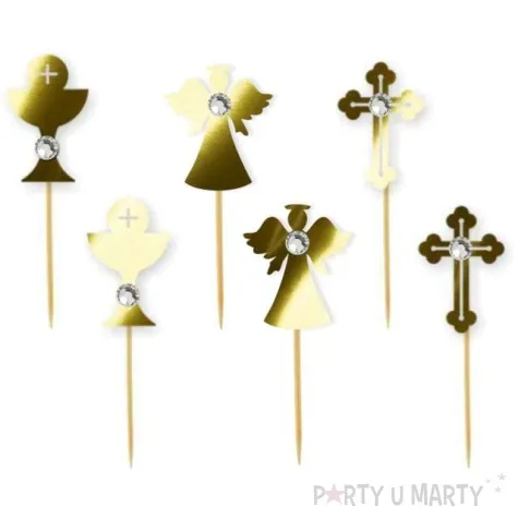 pikery komunia sw glamour mix zlote metalik 6 szt