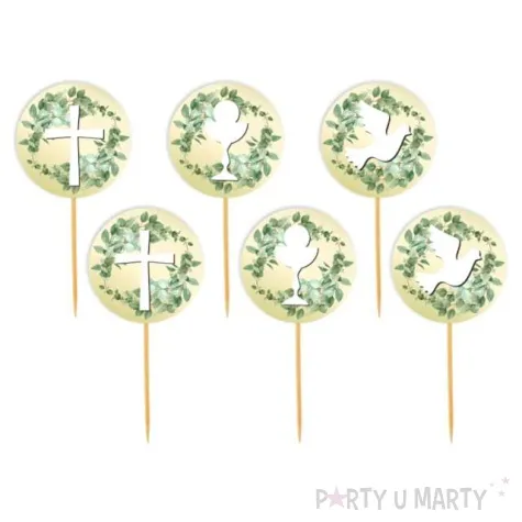 pikery komunia swieta galazki bezowe 6 szt