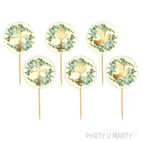 pikery komunia swieta galazki kremowe 6 szt