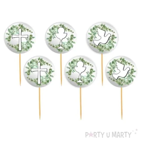 pikery komunia swieta galazki szare 6 szt