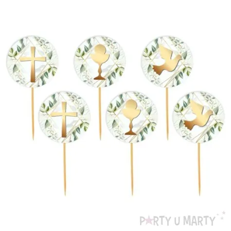 pikery komunia swieta listki bezowe 6 szt
