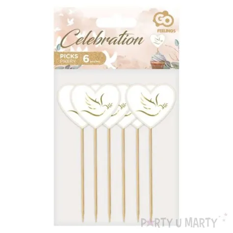 pikery komunia swieta serca z golabkiem zloty godan 12 cm 6 szt