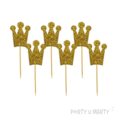 pikery korony zlote brokat 6 szt