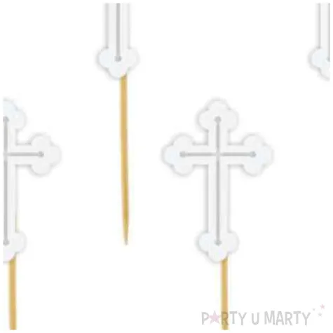 pikery krzyz biale 9 cm 6 szt