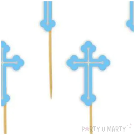 pikery krzyz blekitny 9 cm 6 szt