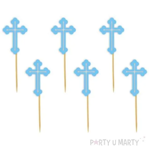 pikery krzyz blekitny 9 cm 6 szt