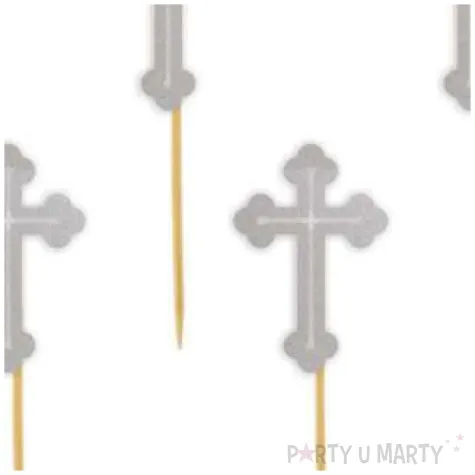 pikery krzyz srebrne 9 cm 6 szt