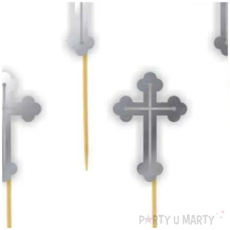 pikery krzyz srebrne metaliczne 9 cm 6 szt