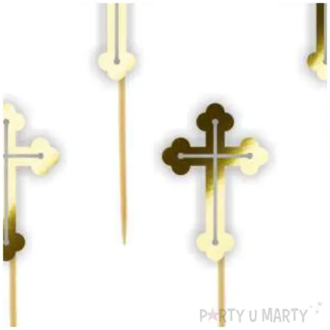 pikery krzyz zlote metaliczne 9 cm 6 szt