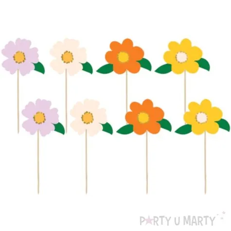 pikery kwiaty kolorowe mix partydeco 13cm 8 szt