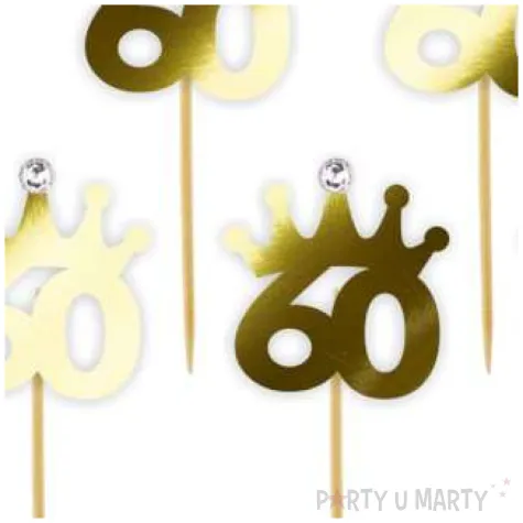 pikery liczba 60 korona z cyrkonia zlote metalik 6 szt