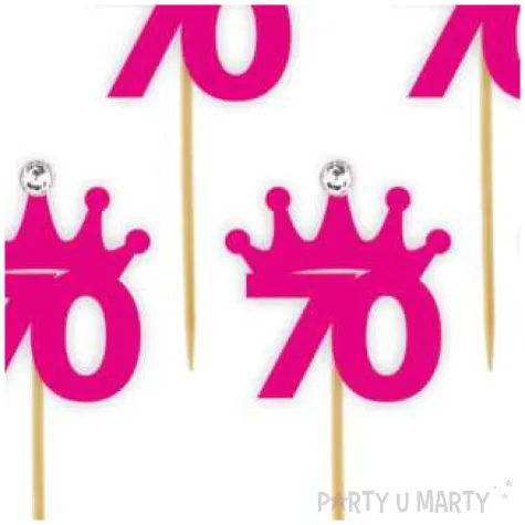 pikery liczba 70 korona z cyrkonia fuksja 6 szt