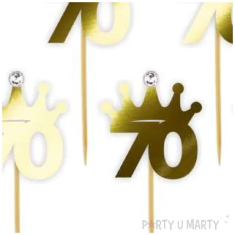 pikery liczba 70 korona z cyrkonia zlote metalik 6 szt