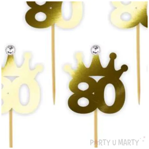 pikery liczba 80 korona z cyrkonia zlote metalik 6 szt