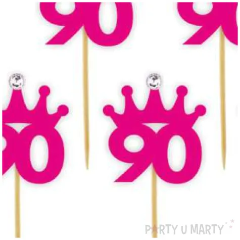 pikery liczba 90 korona z cyrkonia fuksja 6 szt