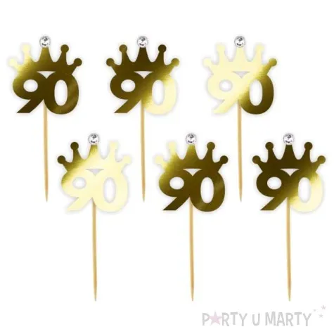 pikery liczba 90 korona z cyrkonia zlote metalik 6 szt